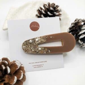 Barrette résine - Dorée & Marron
