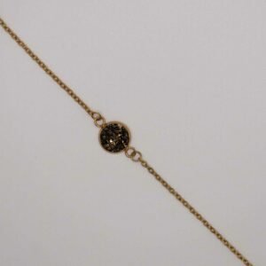 Bracelet Paris - Noir doré en acier inoxydable avec médaillon en résine et éclats de verre noir