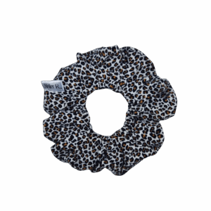 chouchou Livarot en popeline de viscose imprimé léopard beige et brun fait main