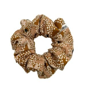 Chouchou Darwin ocre en viscose avec motif délicat Atelier Brunette, accessoire cheveux élégant